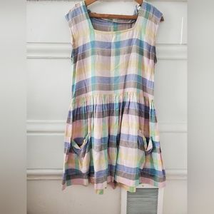 Vintage pleated 50s 60s plaid summer day dress